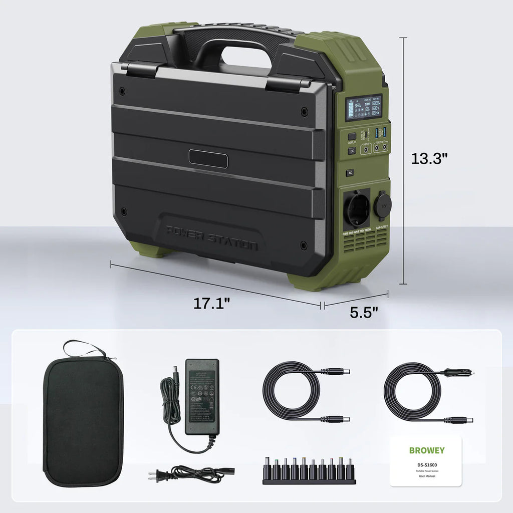 Limited-Time Offer🔥Portable Power Station 1024Wh LiFePO4 Battery 1600W AC Output PWM Controller Solar Generator Pure Sine Wave Outdoor Camping RV