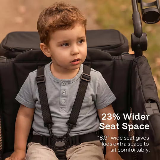 2-Seat Foldable Wagon Stroller for Kids with UPF 50+ Canopy, Mosquito Net & All-Terrain Wheels