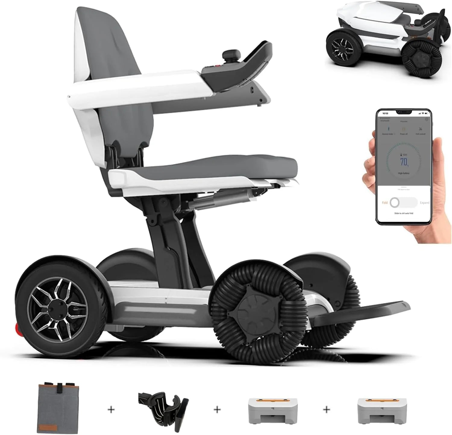 ROBOOTER X40 Foldable Electric Wheelchair | Lightweight Portable Motorized Wheelchair Airline Approved for Adults Seniors