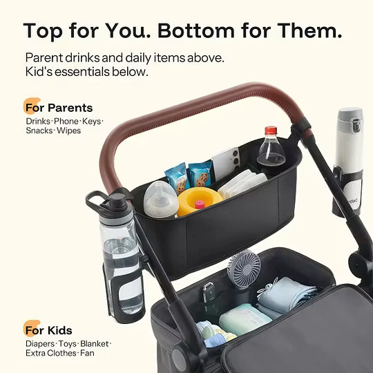 2-Seat Foldable Wagon Stroller for Kids with UPF 50+ Canopy, Mosquito Net & All-Terrain Wheels