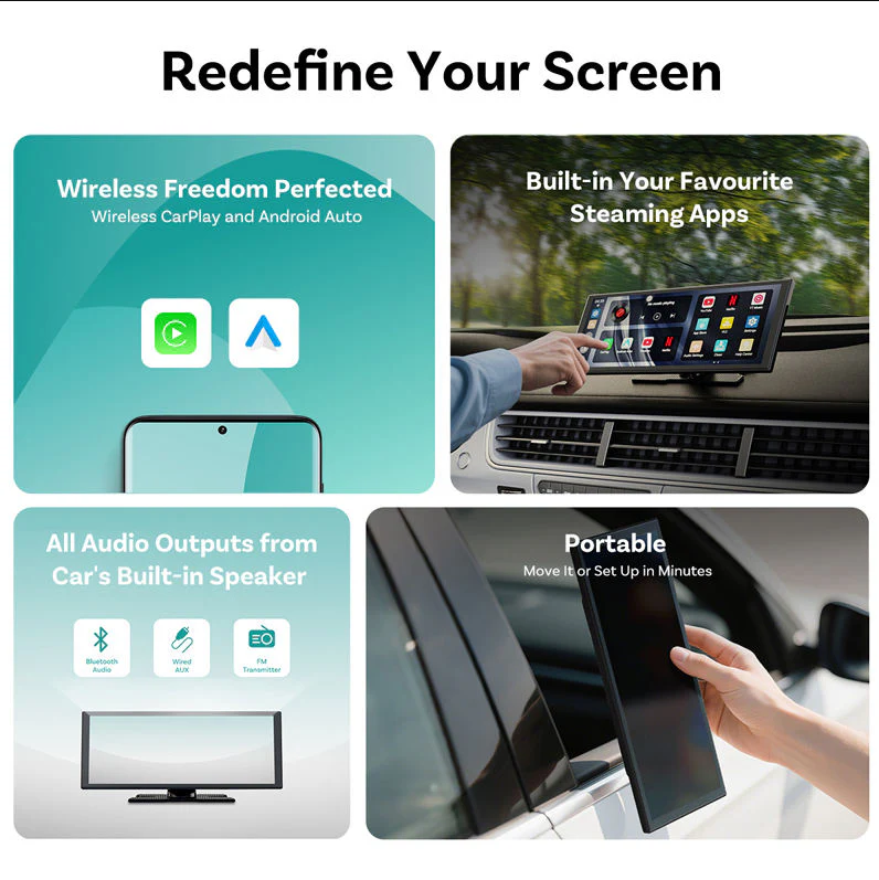 🍃11.4" Portable Touch Screen Car GPS Navigator🍃Limited Time: Free CD Mounting Metal Sheet!🍃 4K Ultra HD LCD Car Display, Wireless CarPlay & Android Auto, Worldwide Map Support, USB Plug and Play Car Entertainment System with 1 Year Warranty