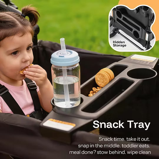 2-Seat Foldable Wagon Stroller for Kids with UPF 50+ Canopy, Mosquito Net & All-Terrain Wheels