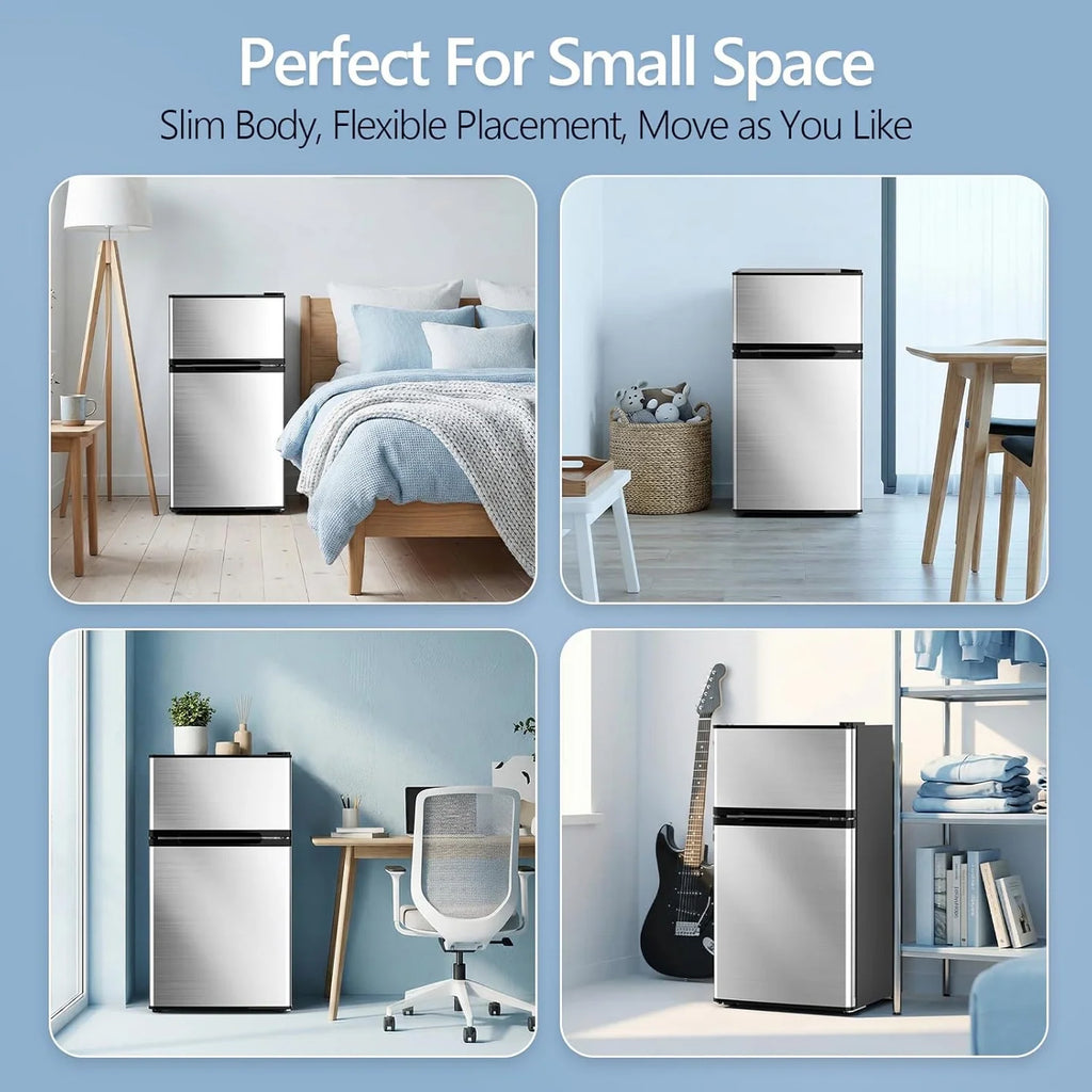2.5 Cu.Ft Compact Mini Fridge with Freezer, Adjustable Shelves & Quiet Cooling