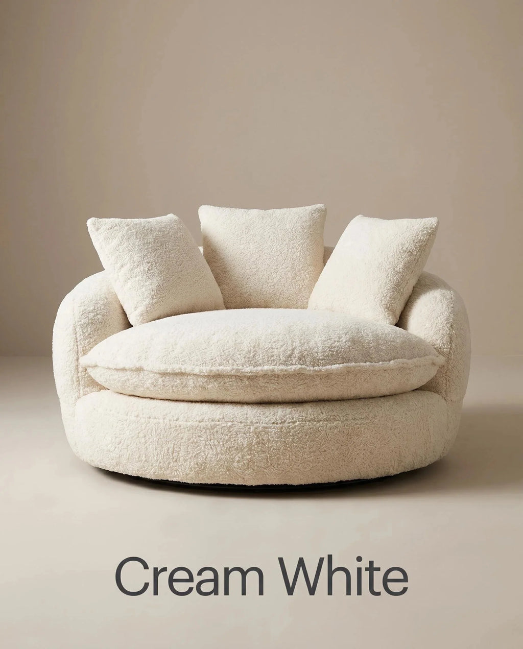 Oversized Teddy Fleece Swivel Barrel Chair, Fluffy Round Accent Lounge Chair with Pillows for Living Room Bedroom