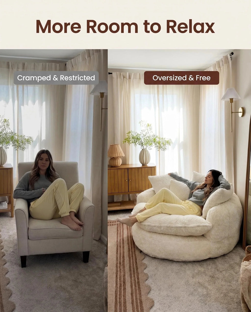 Oversized Teddy Fleece Swivel Barrel Chair, Fluffy Round Accent Lounge Chair with Pillows for Living Room Bedroom