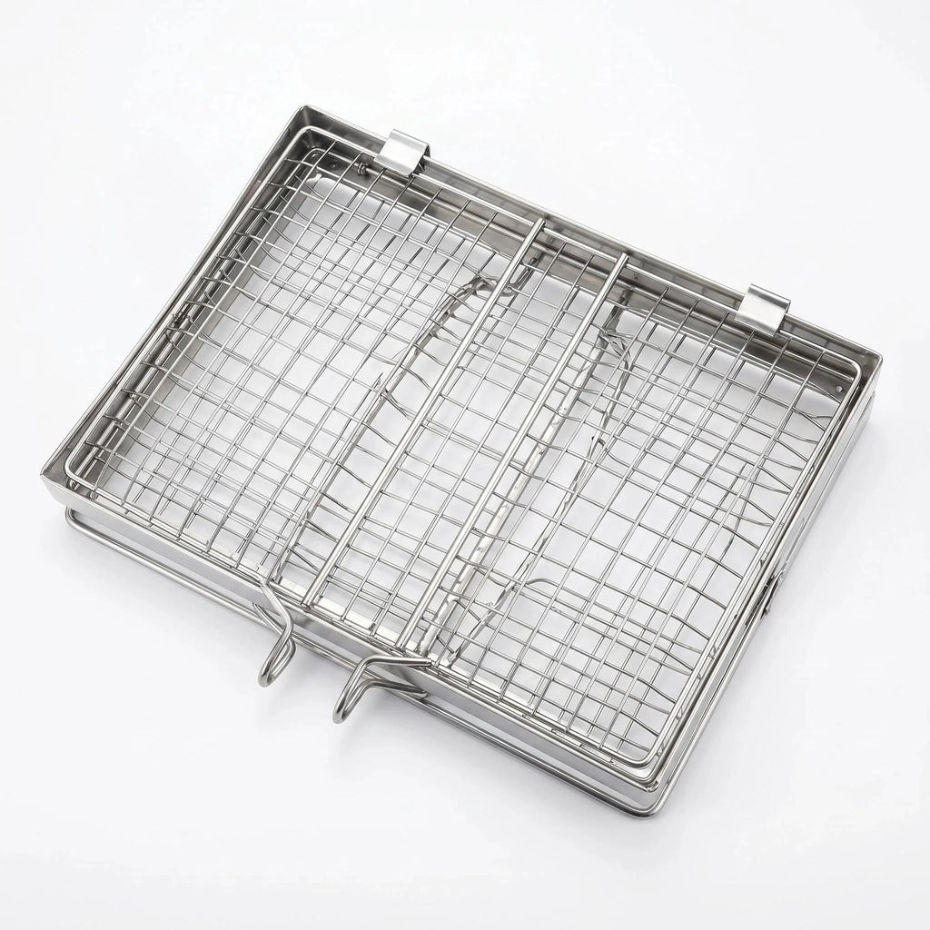 Stainless Steel Folding Portable Charcoal Grill Adjustable Height Outdoor Camping BBQ Grill