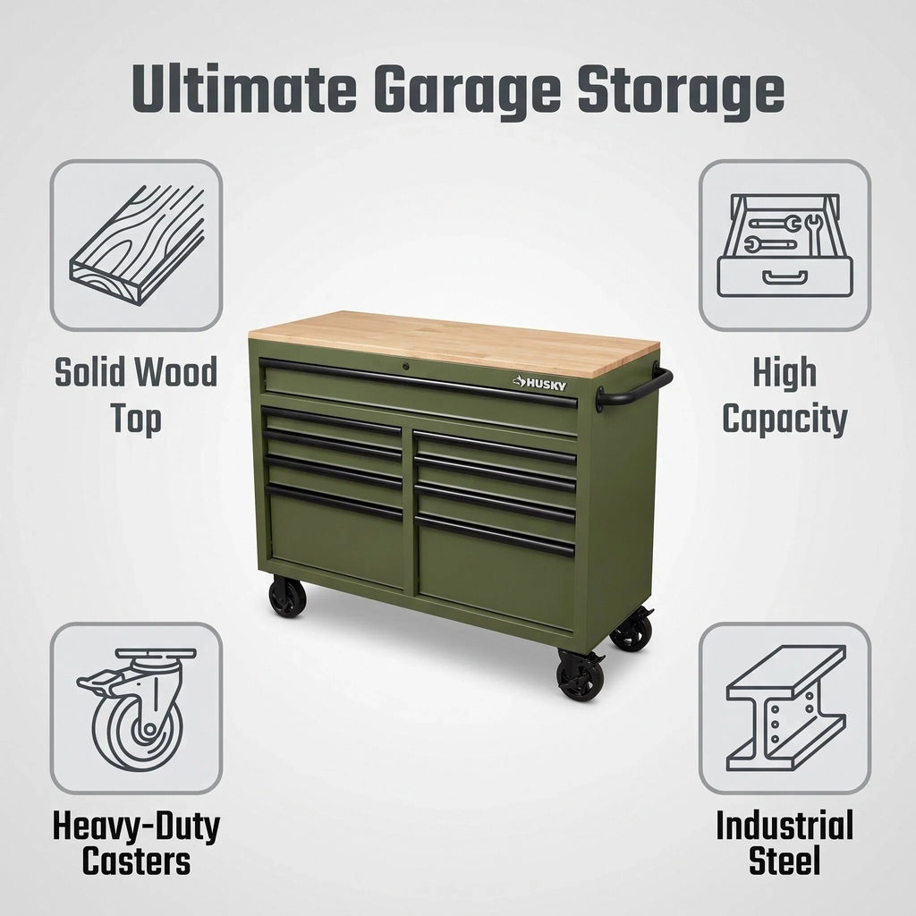Lockable Metal Rolling Tool Box Storage Cabinet Wheels for Garage Workshop Organization